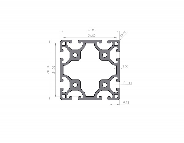 Aluminum profile 60x60 groove 6 Light I type